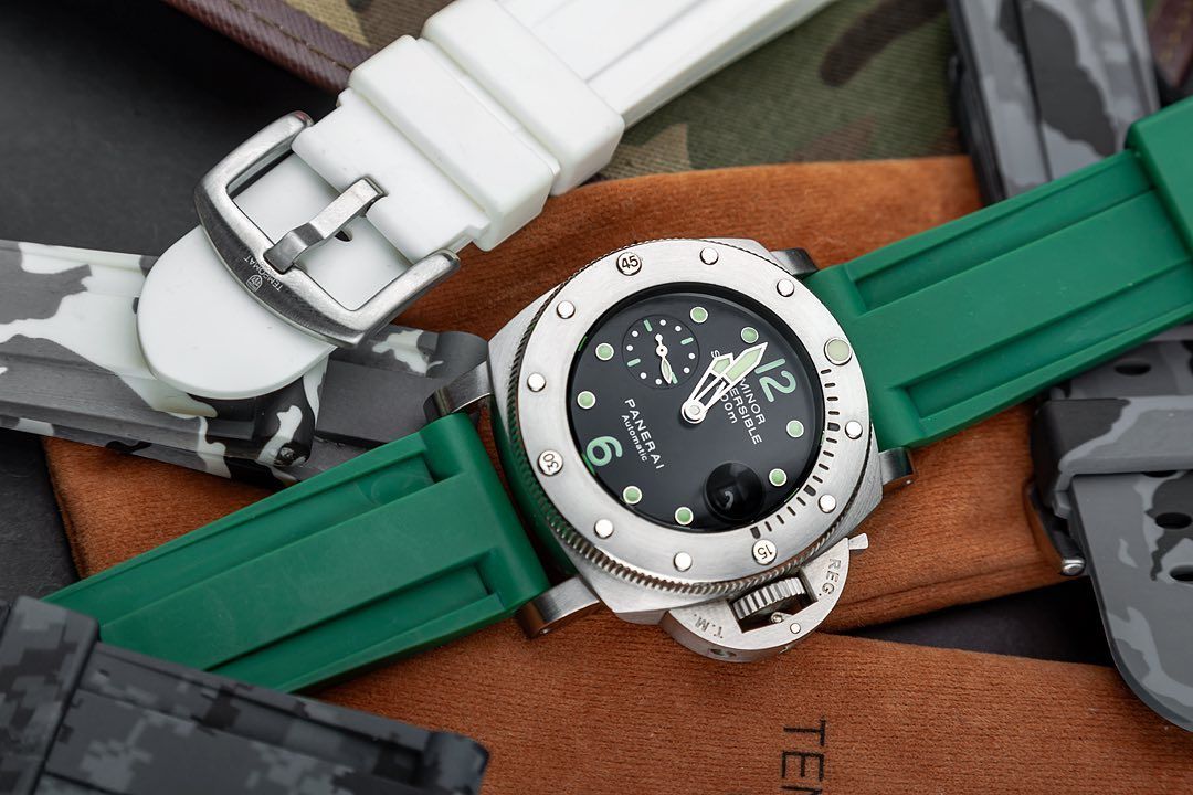 24mm Green Olive Rubber Strap