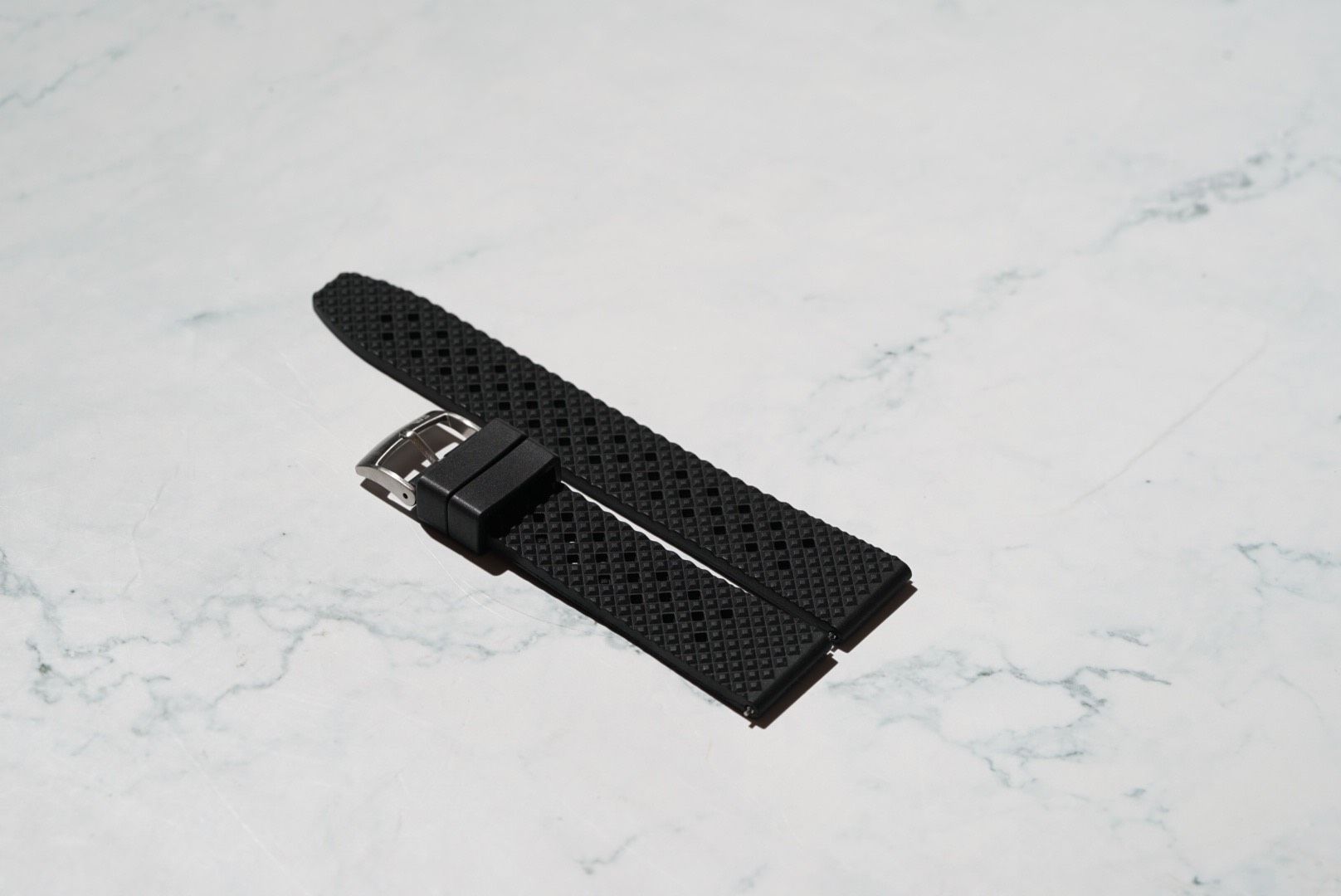 Rhombus Style Rubber Watch Strap – Black