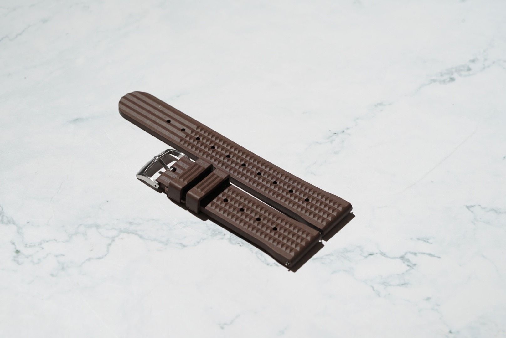Waffle Style Rubber Watch Strap – Brown