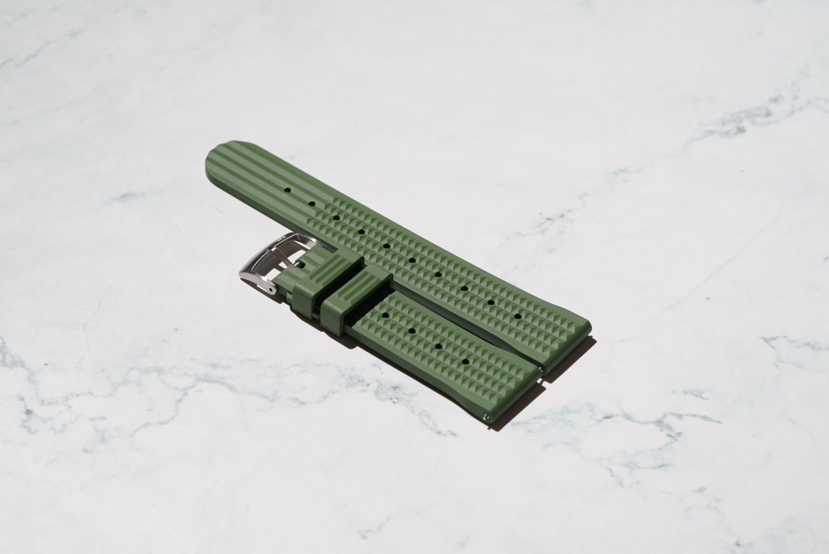 Waffle Style Rubber Watch Strap – Green