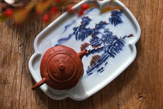 Handpainted Qinghua Tea Tray