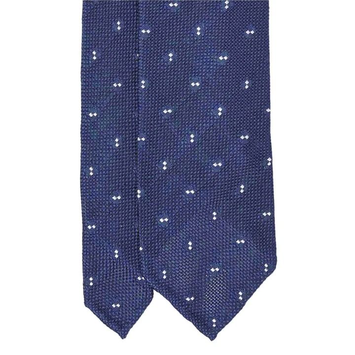 Navy Blue with Dots Grenadine Silk Tie