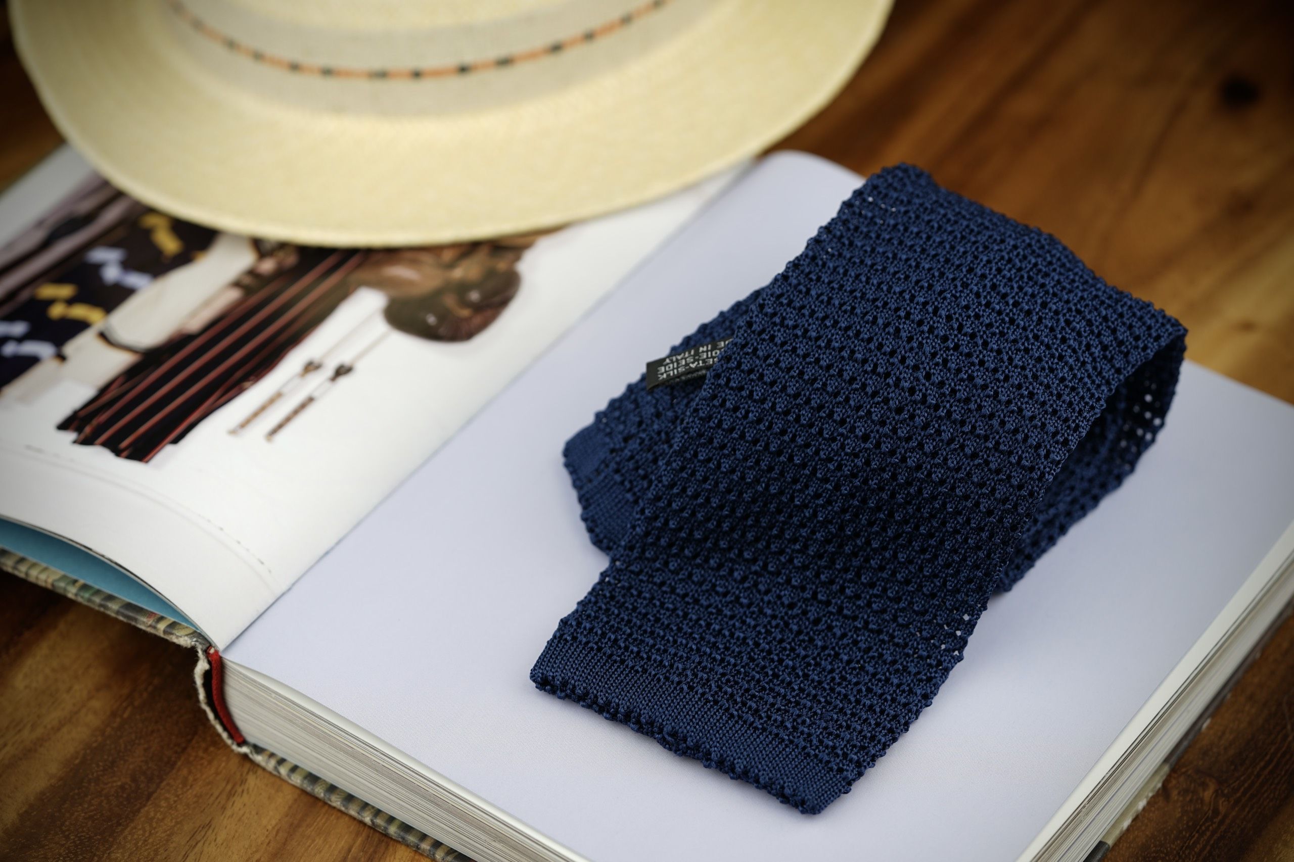 Navy Blue Crochet Knitted Tie