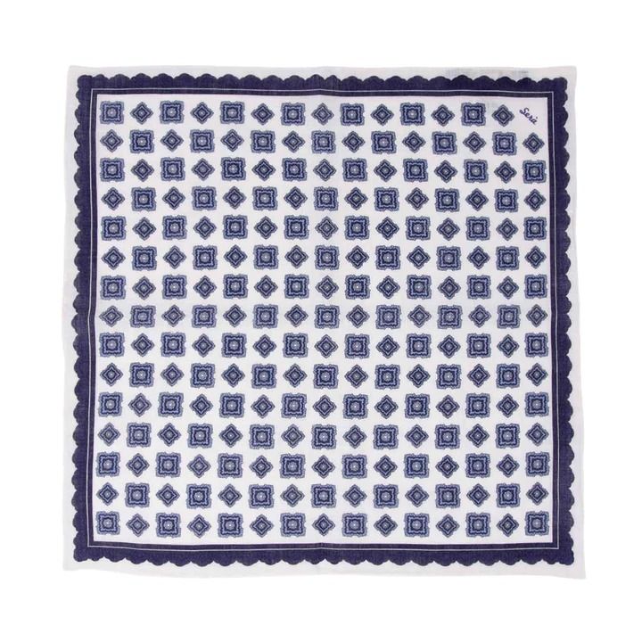 Blue Rombs Linen Pocket Square 1