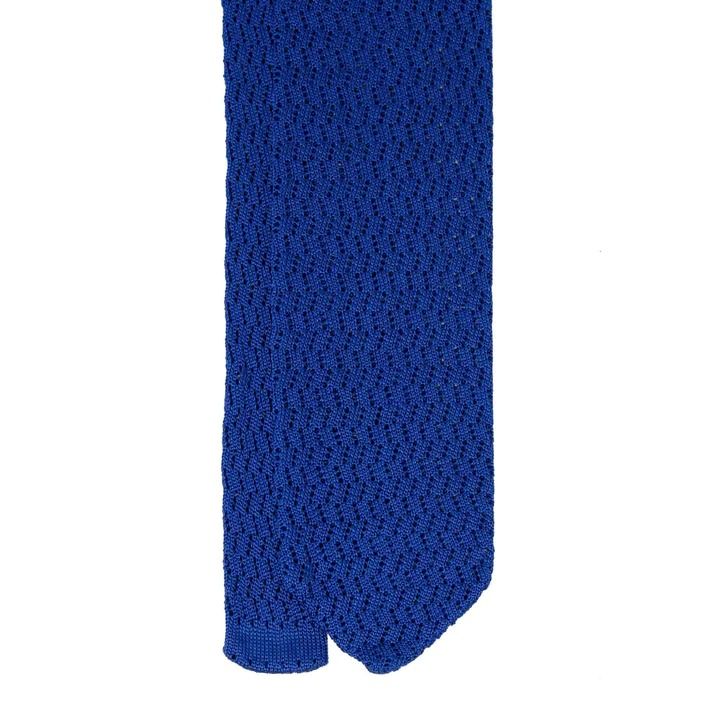 Royal Blue Zig Zag V Point Knitted Tie