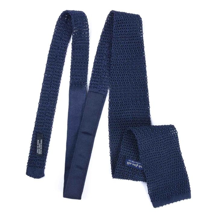 Navy Blue Crochet Knitted Tie