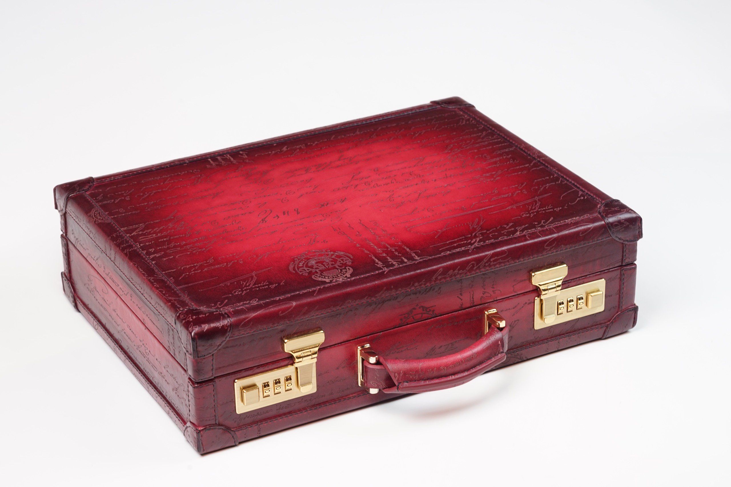 WATCH COLLECTOR CASE COMBINATION LOCK - MASTER EDITION PARCHMENT PATINA RED For 10 Watches