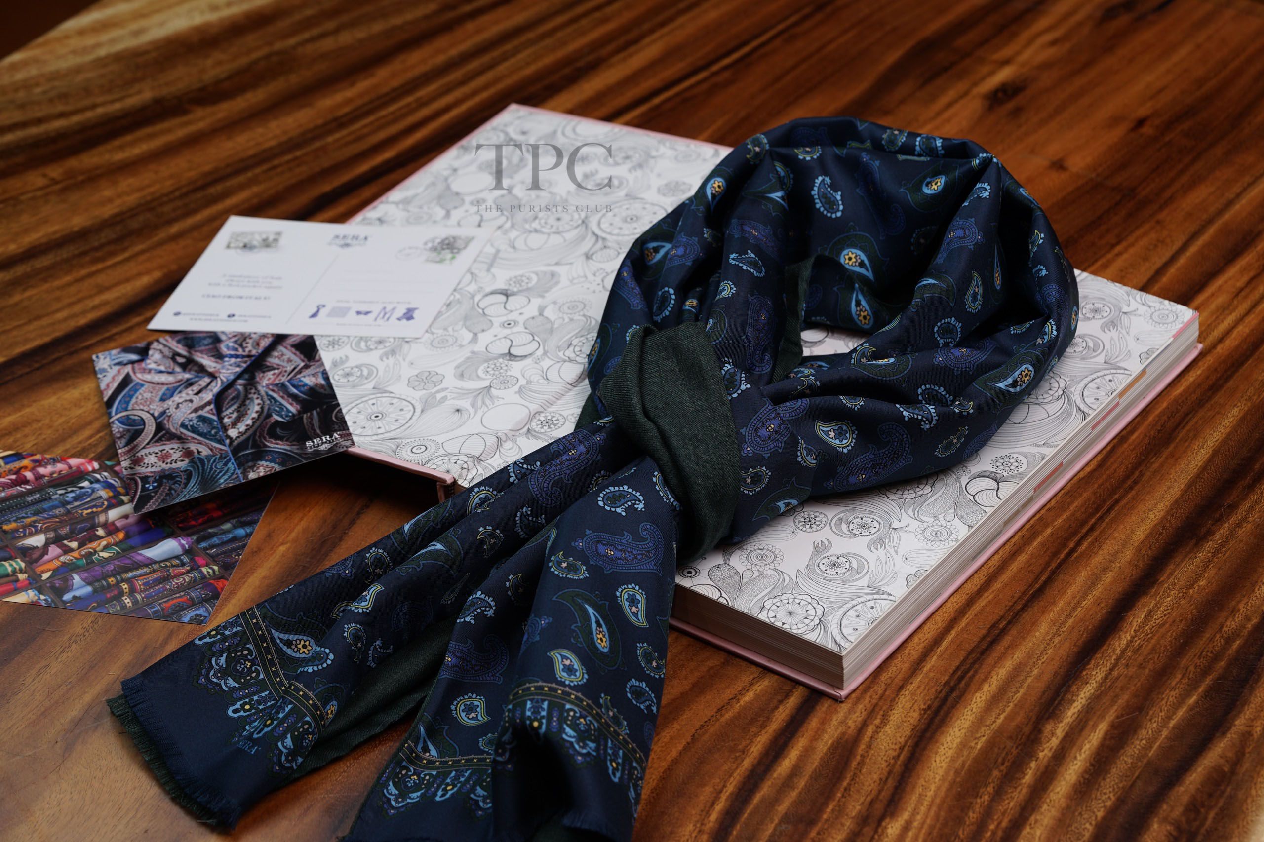 Blue and Green Paisley Cashmere & Silk Scarf