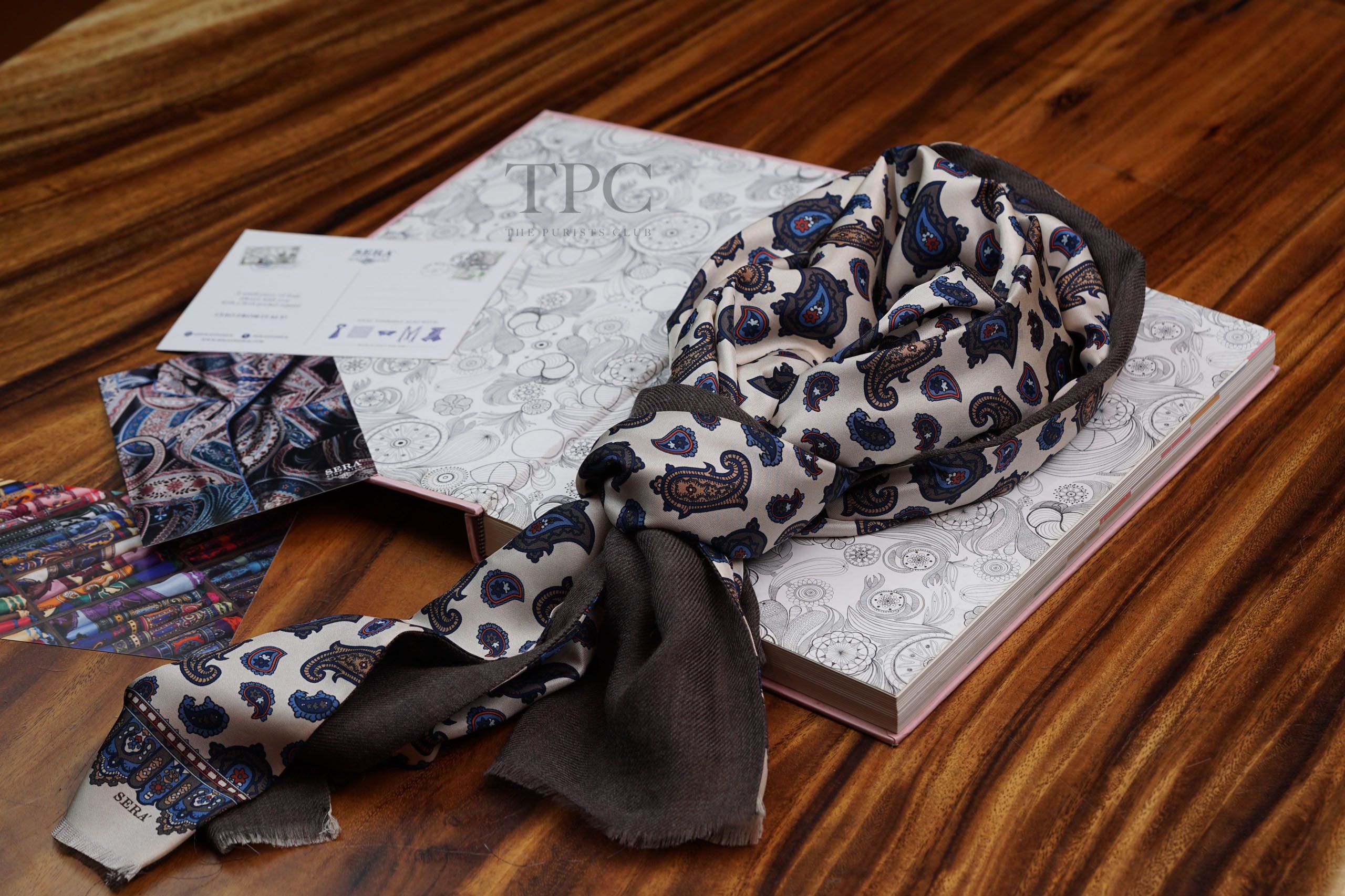 Brown and Cream Paisley Cashmere & Silk Scarf