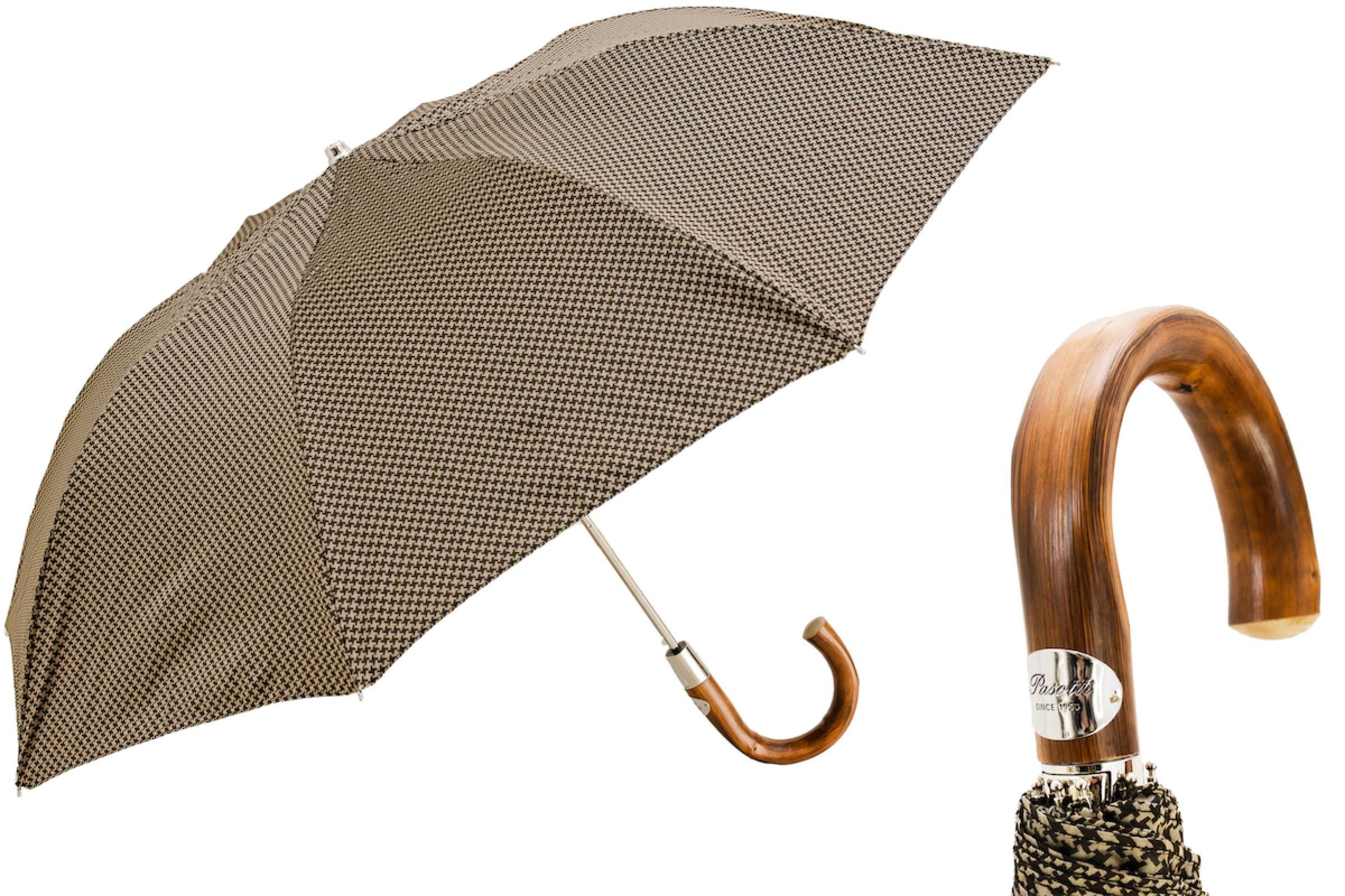 Pied de Poule Mens Folding Umbrella