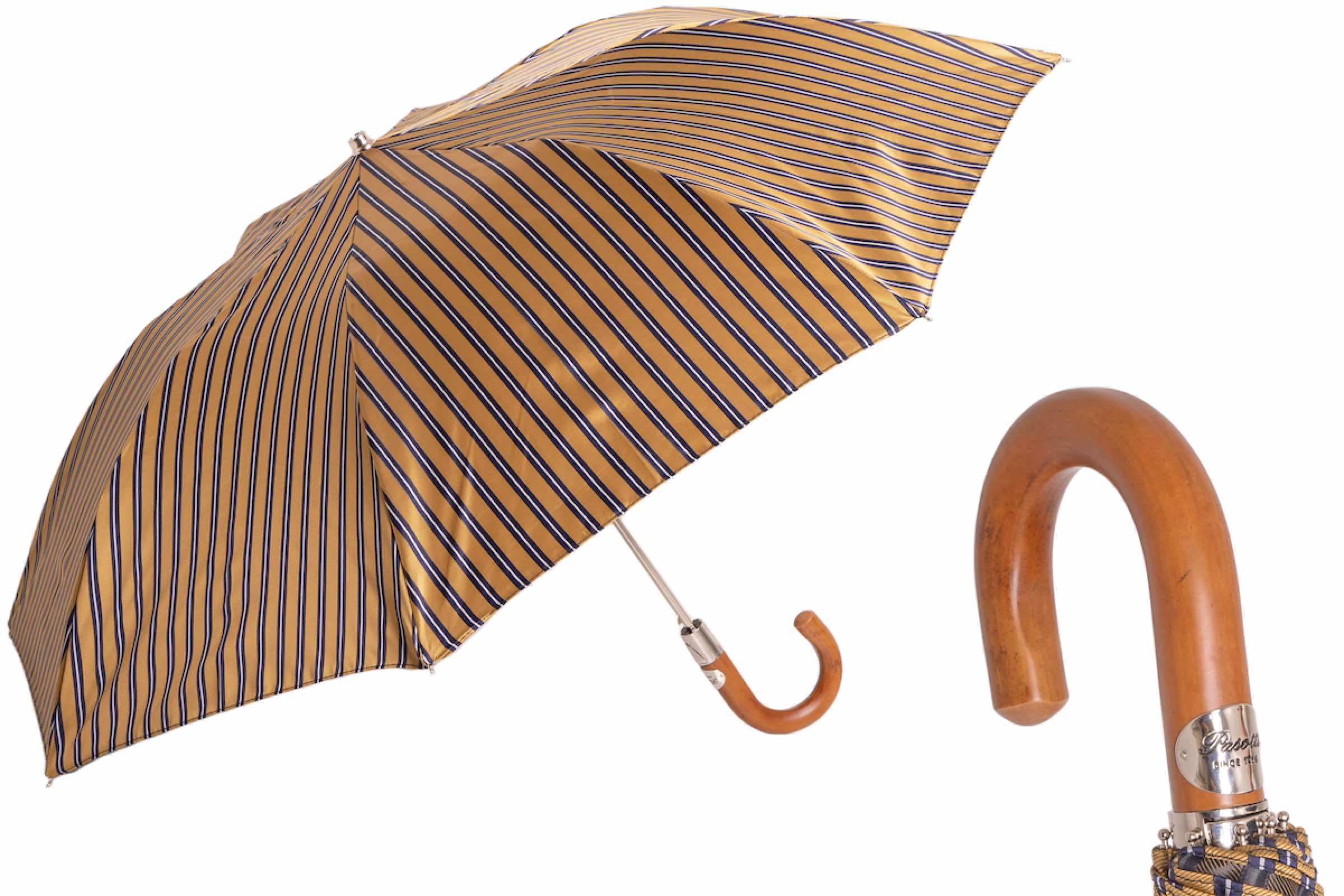 Striped Ocher Folding Umbrella