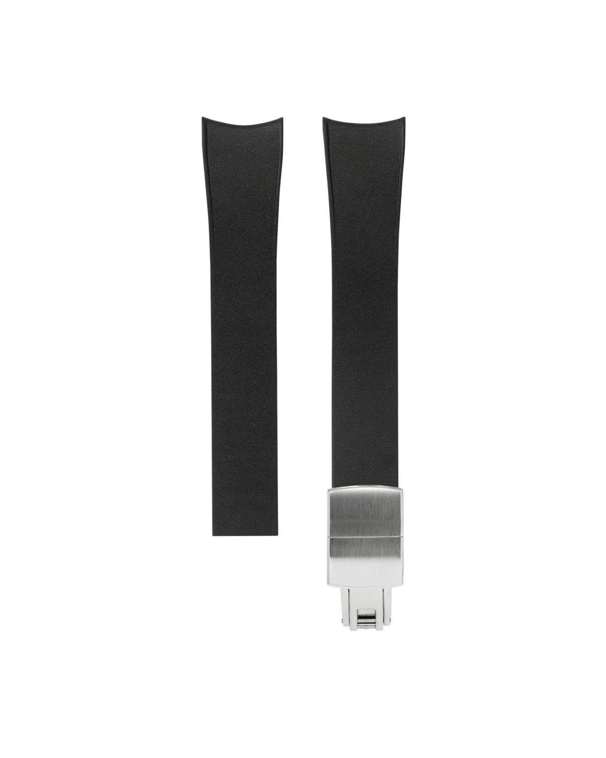 Black Curved Rubber CTS Strap 20.21.22-16 / Silver (Steel)