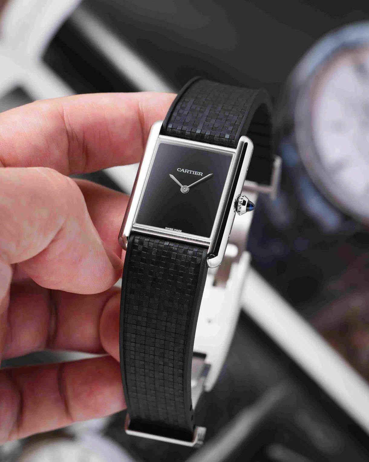 Black Mosaic Rubber CTS Strap 18.19.20.21-16 / Silver (Steel)