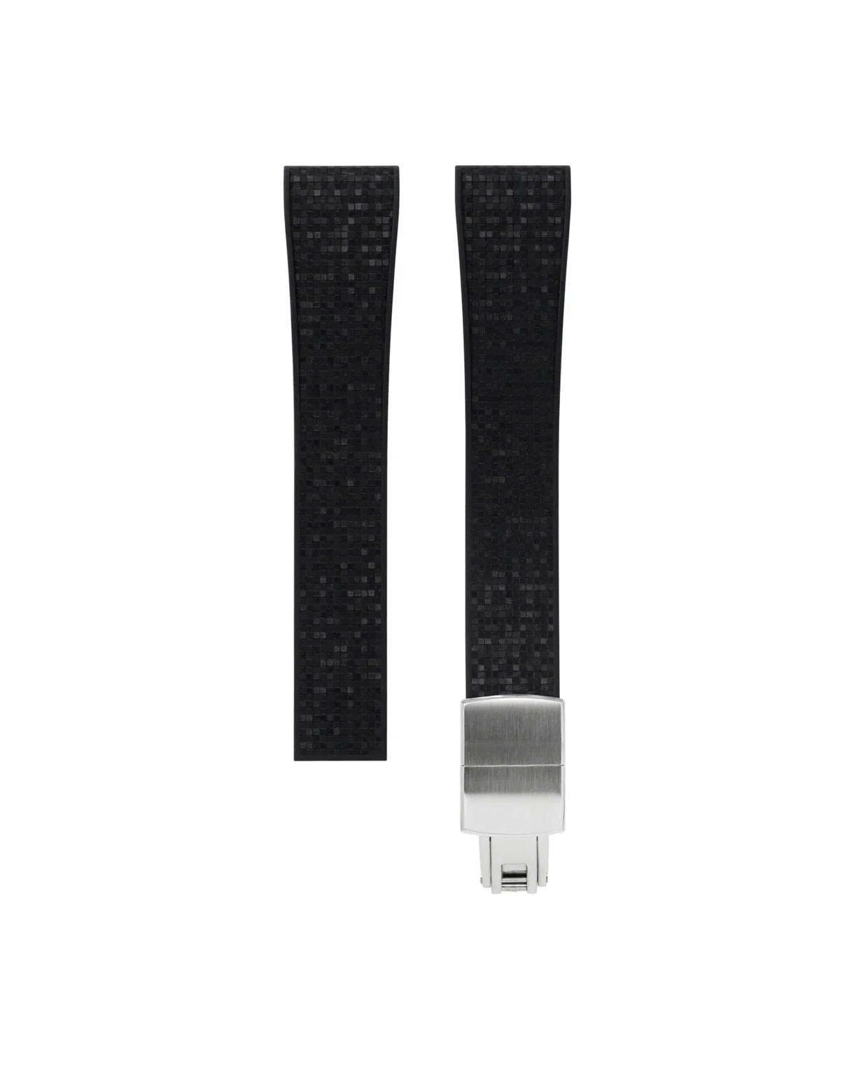 Black Mosaic Rubber CTS Strap 18.19.20.21-16 / Silver (Steel)