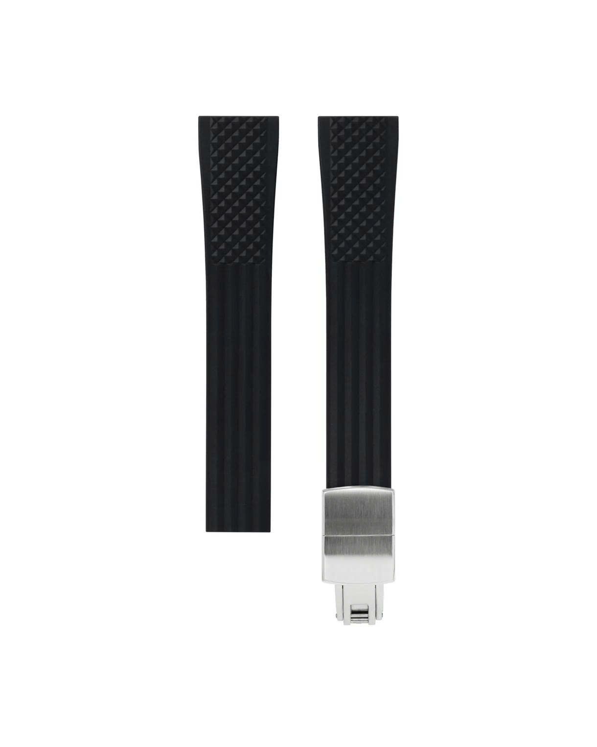 Black Waffle Rubber CTS Strap 18.19.20.21-16 / Silver (Steel)