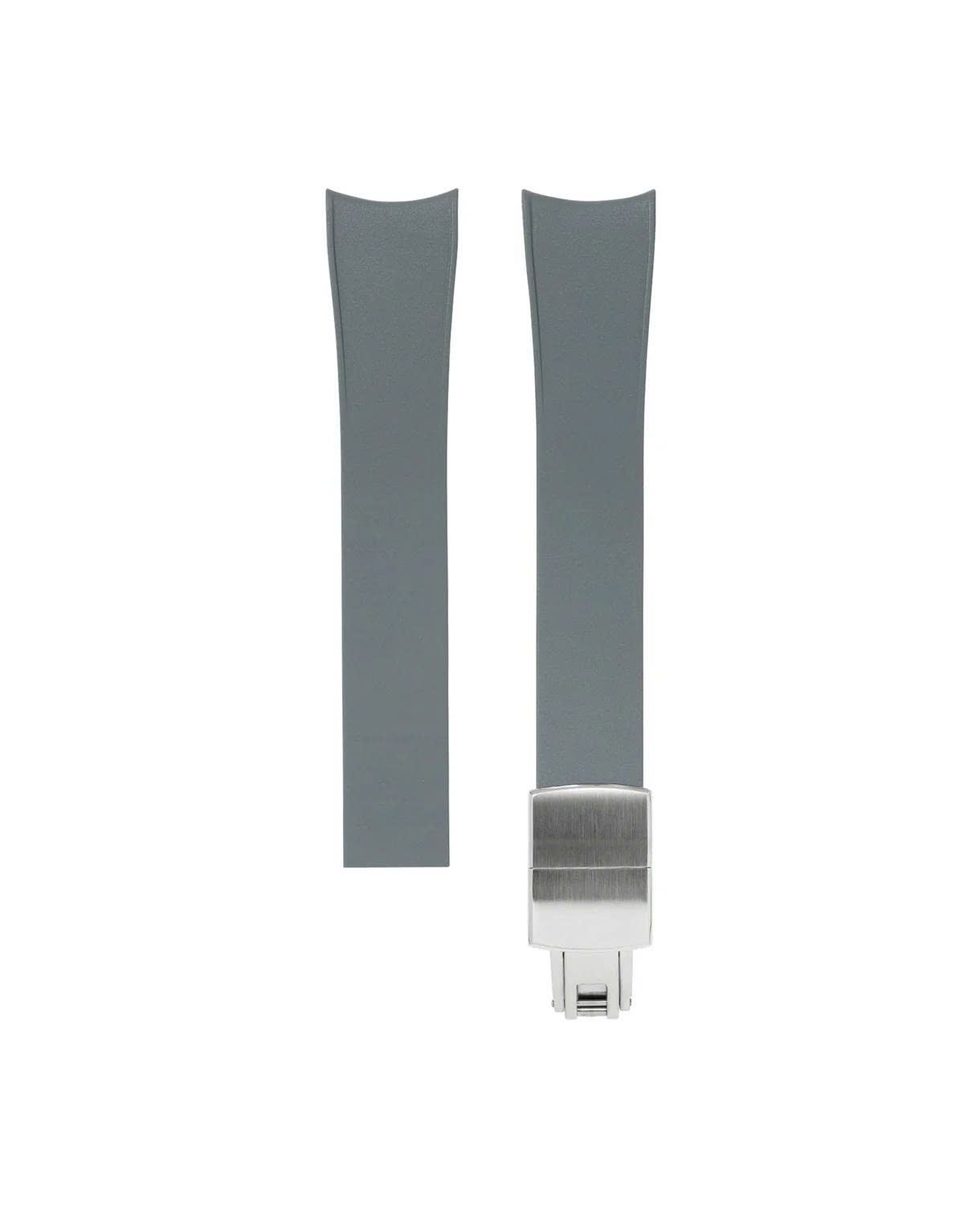 Grey Curved Rubber CTS Strap 20-16 / Silver (Steel)