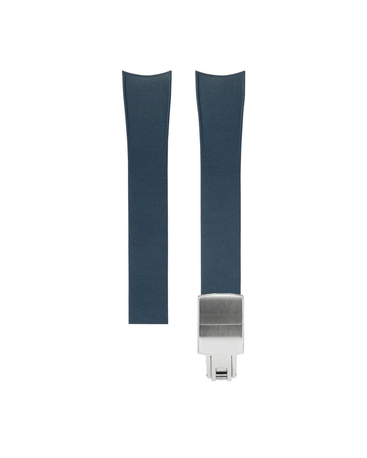 Navy Curved Rubber CTS Strap 20.21.22-16 / Silver (Steel)