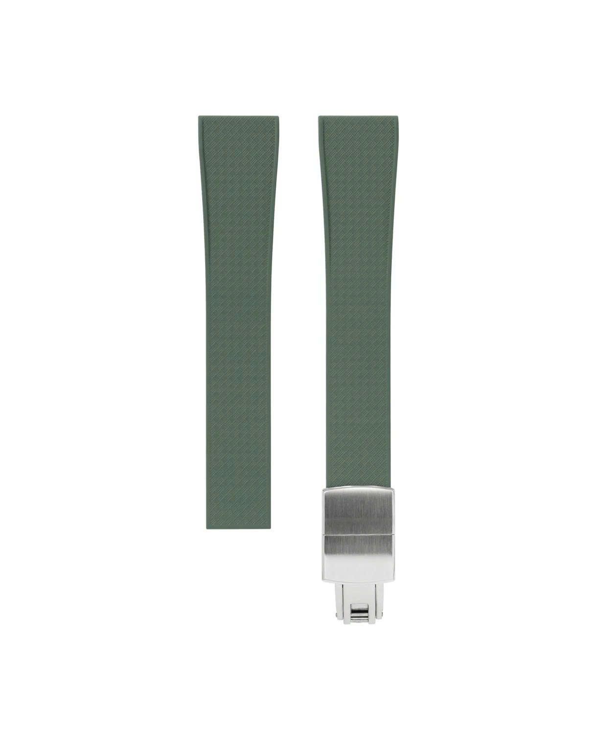 Olive Green Tropical Rubber CTS Strap 21-16 / Silver (Steel)