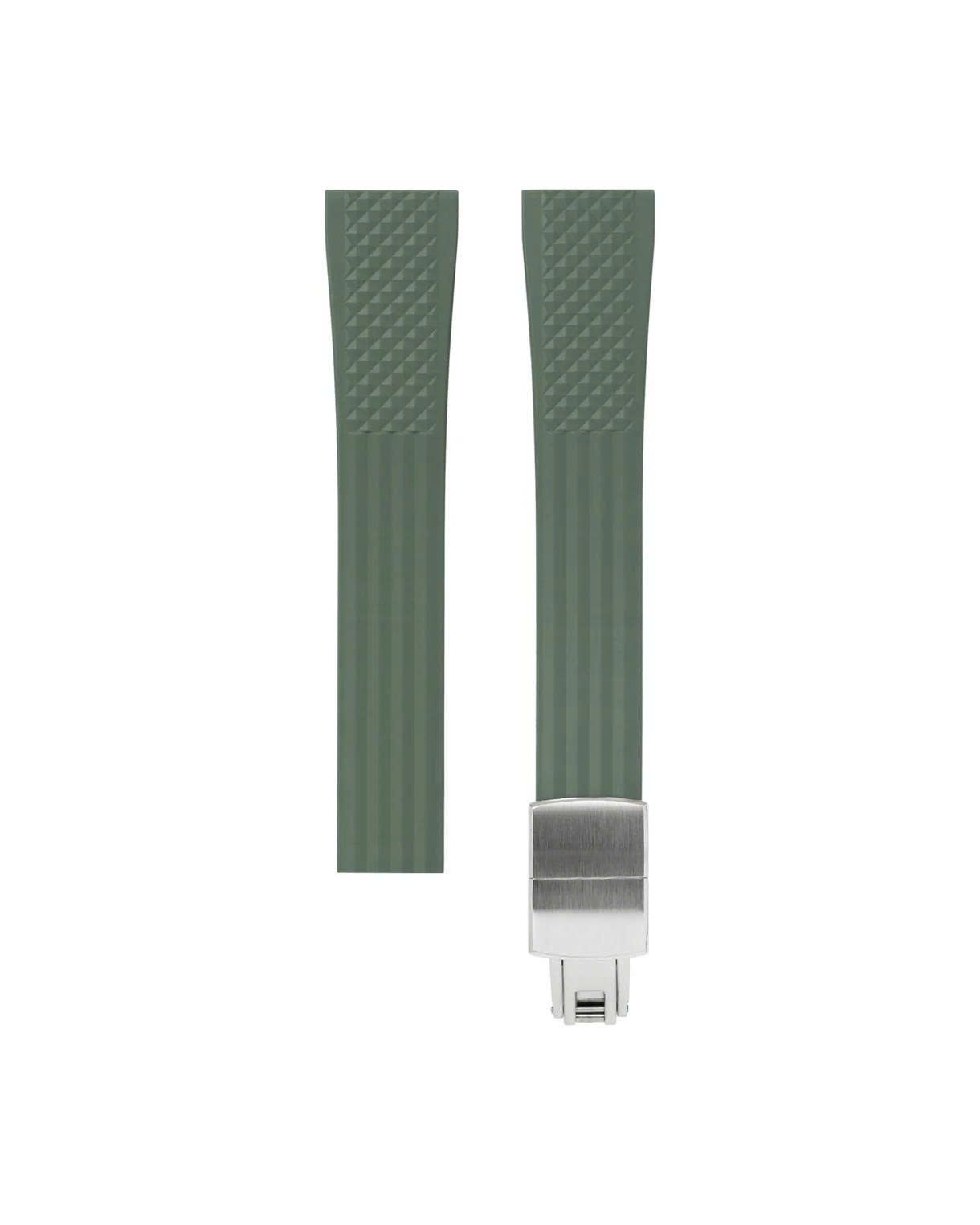 Olive Green Waffle Rubber CTS Strap 20.21-16 / Silver (Steel)