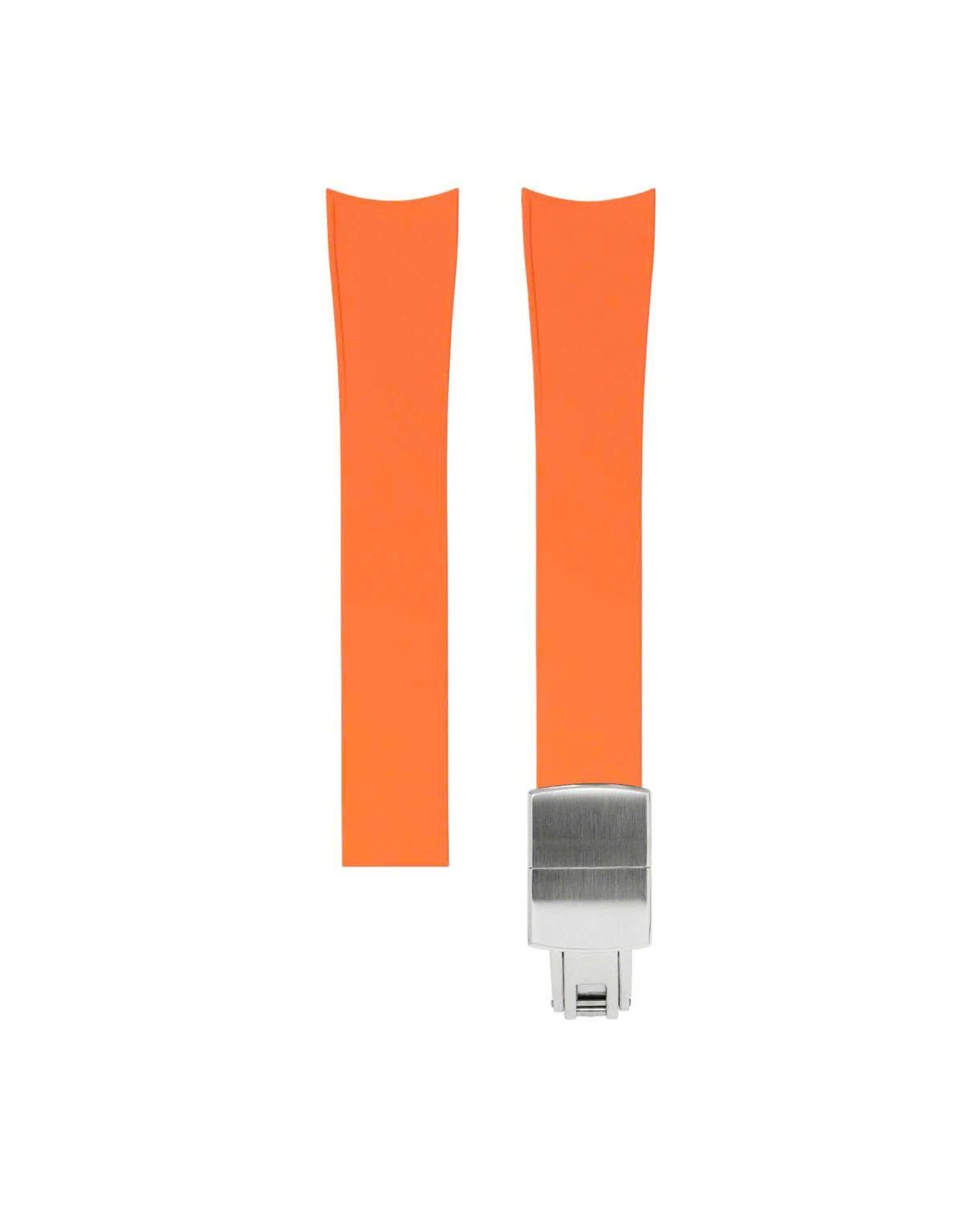 Orange Curved Rubber CTS Strap 20-16 / Silver (Steel)
