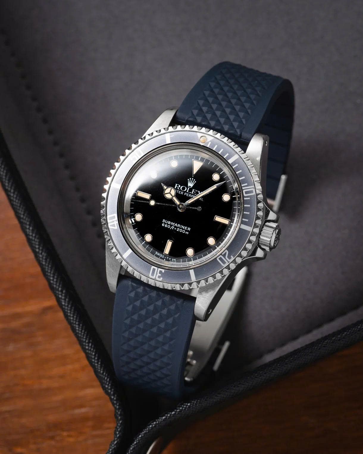 Navy Waffle Rubber CTS Strap 19.20-16 / Silver (Steel)