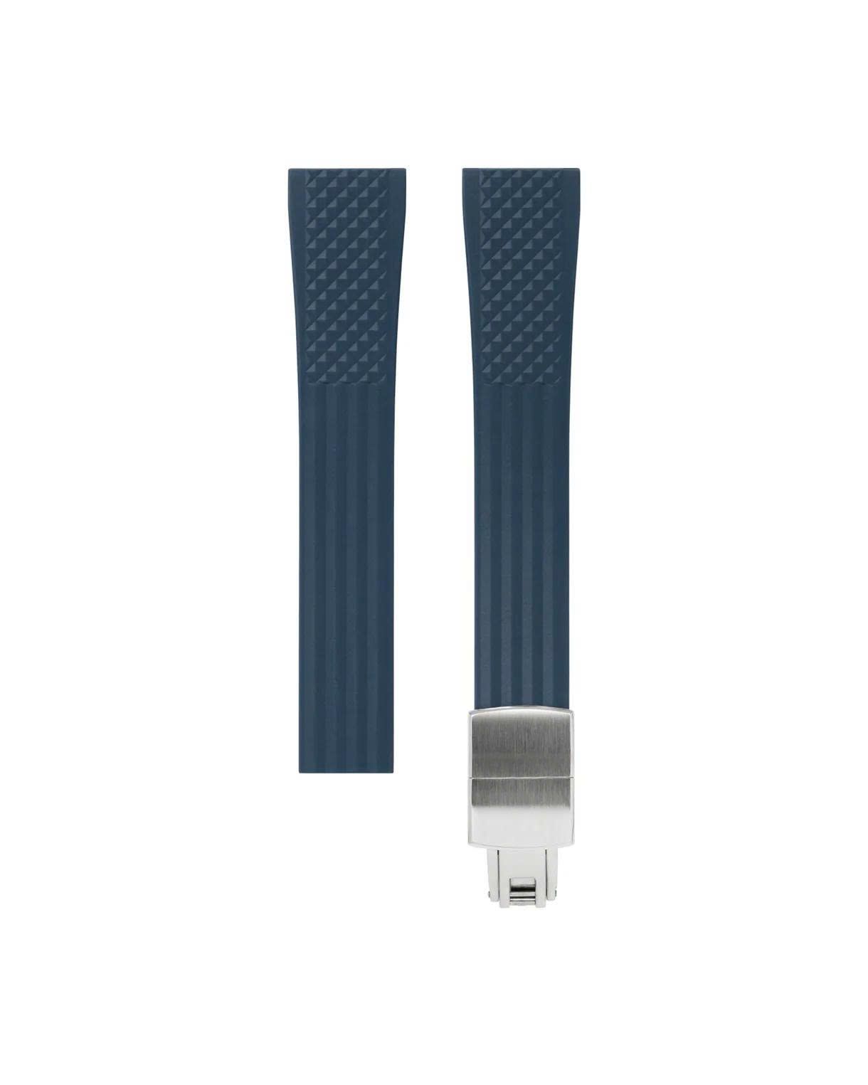 Navy Waffle Rubber CTS Strap 19.20-16 / Silver (Steel)