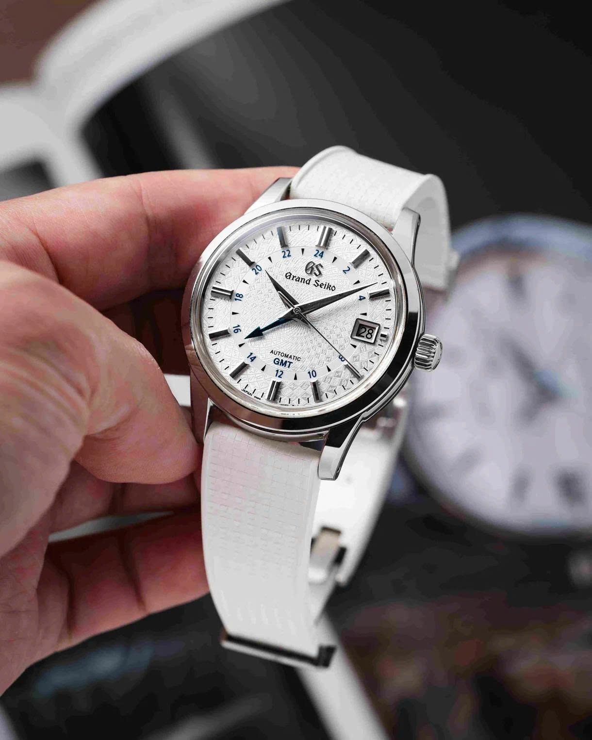 White Mosaic Rubber CTS Strap 20-16 / Silver (Steel)