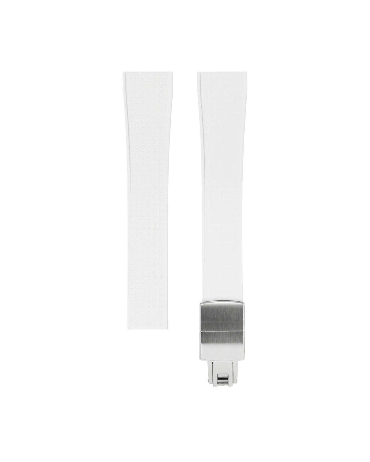 White Mosaic Rubber CTS Strap 20-16 / Silver (Steel)